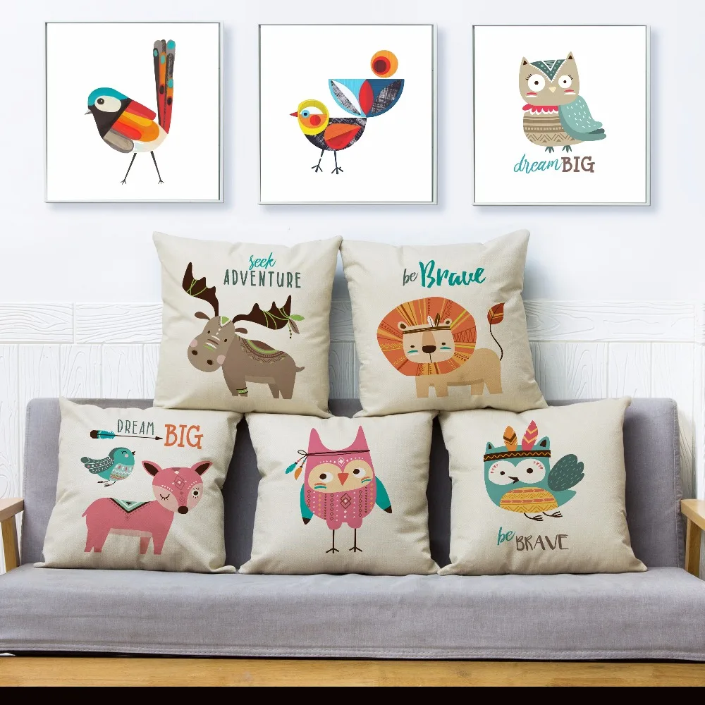 Nordic Cartoon Animals Bird Lion Print Cushion Cover 45*45 Square Throw Pillow Covers Linen Pillow Case Home Decor Pillows Cases
Nordic Cartoon Animals Bird Lion Print Cushion Cover 45*45 Square Throw Pillow Covers Linen Pillow Case Home Decor Pillows Cases