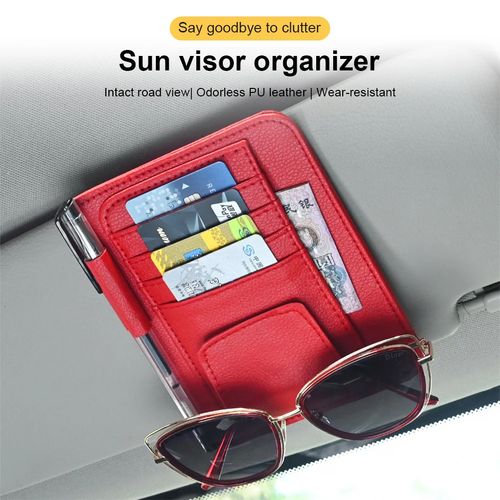 Car Sun Visor Organizer Multi-Pocket Leather Sunglasses Clip Card Glasses Storage Holder Car-styling IC Card Holder Sunshade Bag
Car Sun Visor Organizer Multi-Pocket Leather Sunglasses Clip Card Glasses Storage Holder Car-styling IC Card Holder Sunshade Bag
