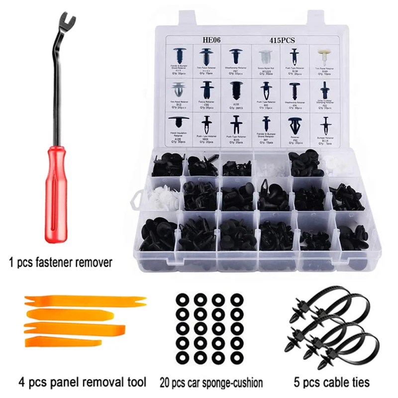 Mixed Car Fastener Clip Auto Body Push Retainer Pin Rivet Bumper Door Trim Panel Retainer Fastener Kit Removal Tool Cable Ties
Mixed Car Fastener Clip Auto Body Push Retainer Pin Rivet Bumper Door Trim Panel Retainer Fastener Kit Removal Tool Cable Ties