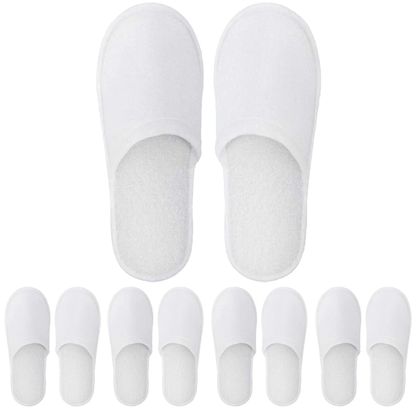 

1pair Disposable Travel Hotel Slippers White Towelling Closed Toe Spa Shoes Bathroom Sets Washroom Shower Bath Accessories
