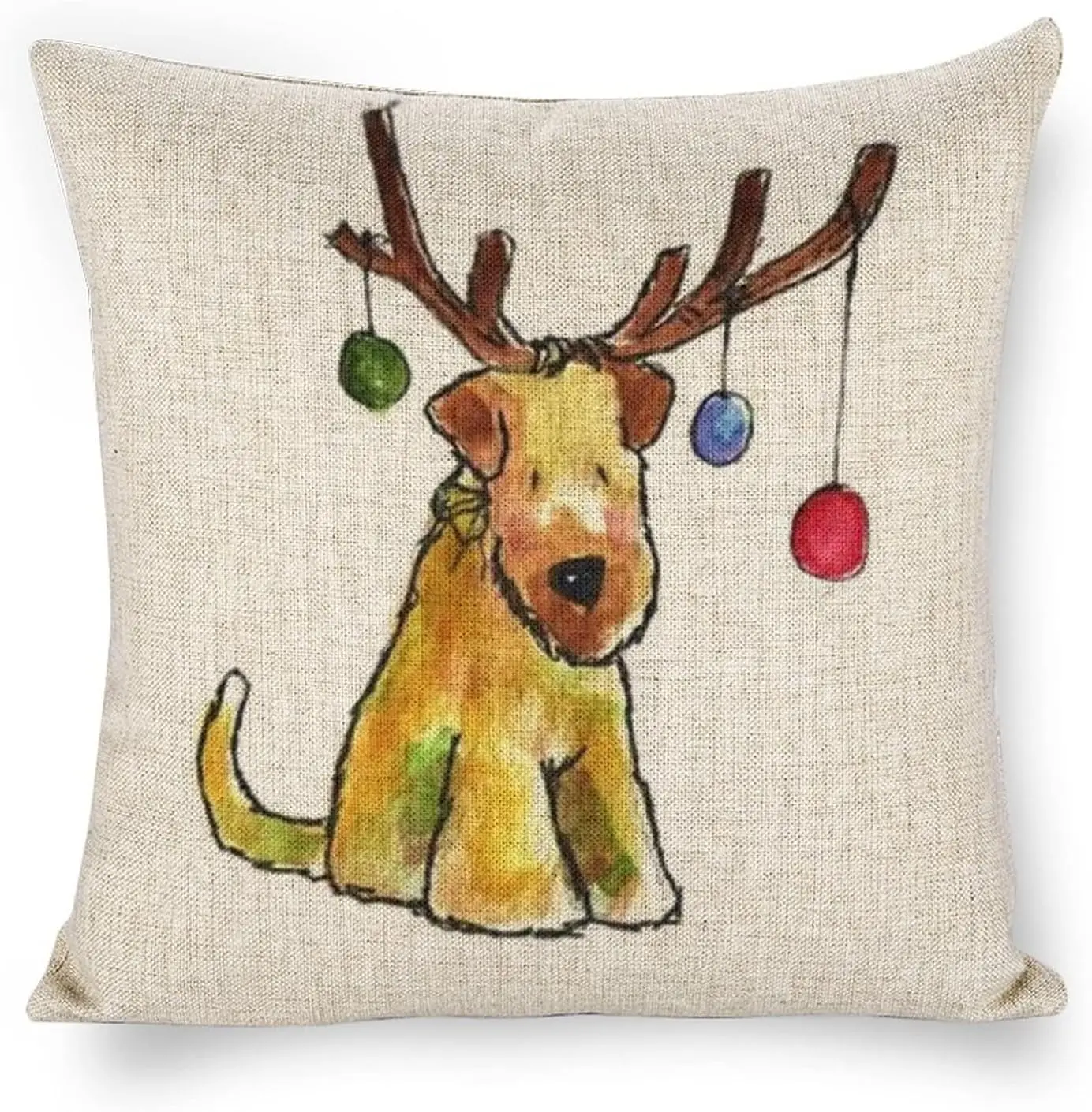 Wheaten Terrier with Christmas Antlers Pillow Cover Sofa Square Flax Cushion Case Home Decorative for Couch Bedroom Car
Wheaten Terrier with Christmas Antlers Pillow Cover Sofa Square Flax Cushion Case Home Decorative for Couch Bedroom Car