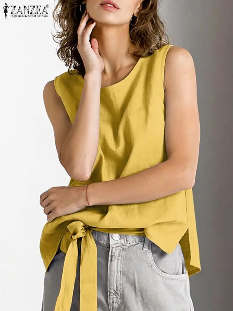 ZANZEA Woman Casual Lace-Up Tank Tops Summer Fashion Sleeveless Blouse Elegant Holiday Solid Chemise Split Hem Shirt Oversized
ZANZEA Woman Casual Lace-Up Tank Tops Summer Fashion Sleeveless Blouse Elegant Holiday Solid Chemise Split Hem Shirt Oversized