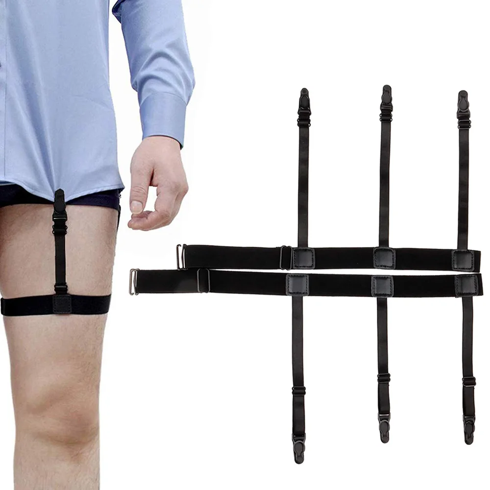 2pcs Shirt Stays Belt for Men Adjustable Elastic Holder Straps Keep Tucked in Leg Suspenders Non-Slip Garter | Аксессуары для