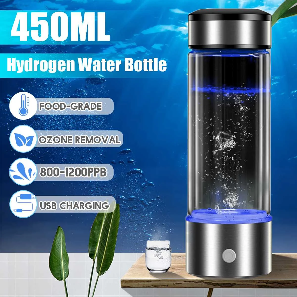 450ml Hydrogen Generator Water Cup Filter Ionizer Maker Hydrogen-Rich Water Portable Super Antioxidants ORP Hydrogen Bottle
450ml Hydrogen Generator Water Cup Filter Ionizer Maker Hydrogen-Rich Water Portable Super Antioxidants ORP Hydrogen Bottle