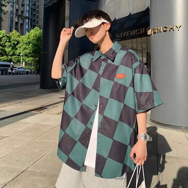 Japanese Retro Contrast Color Plaid Shirt Men's Summer New Trendy Street Casual Short-sleeved Top Button Down Shirts for Men
Japanese Retro Contrast Color Plaid Shirt Men's Summer New Trendy Street Casual Short-sleeved Top Button Down Shirts for Men