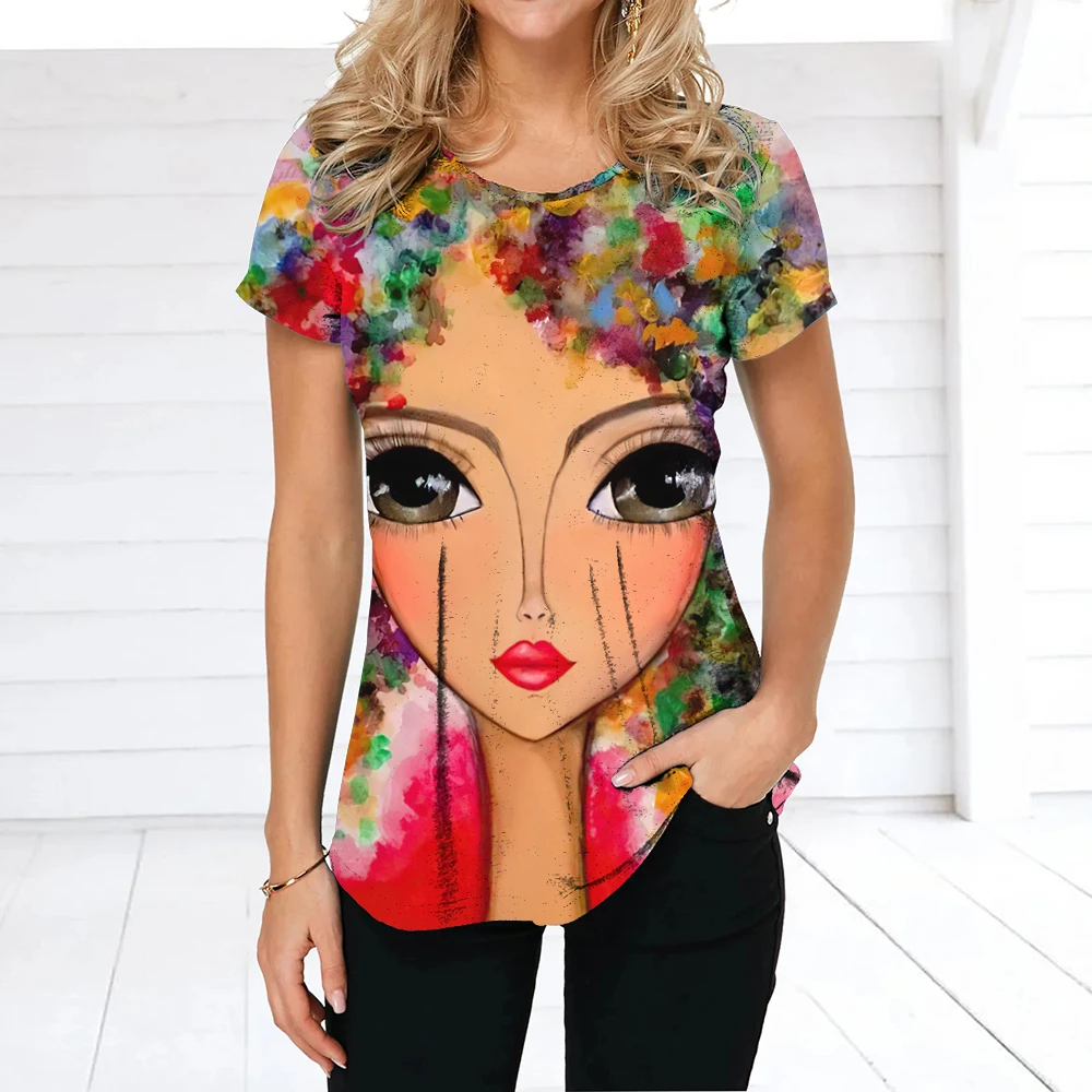 Fashion Women T Shirt Summer Short Sleeve Tops 3D Girls Face Print Clothing Oversized Female Tshirt O-Neck Casual Pullover Tees
Fashion Women T Shirt Summer Short Sleeve Tops 3D Girls Face Print Clothing Oversized Female Tshirt O-Neck Casual Pullover Tees