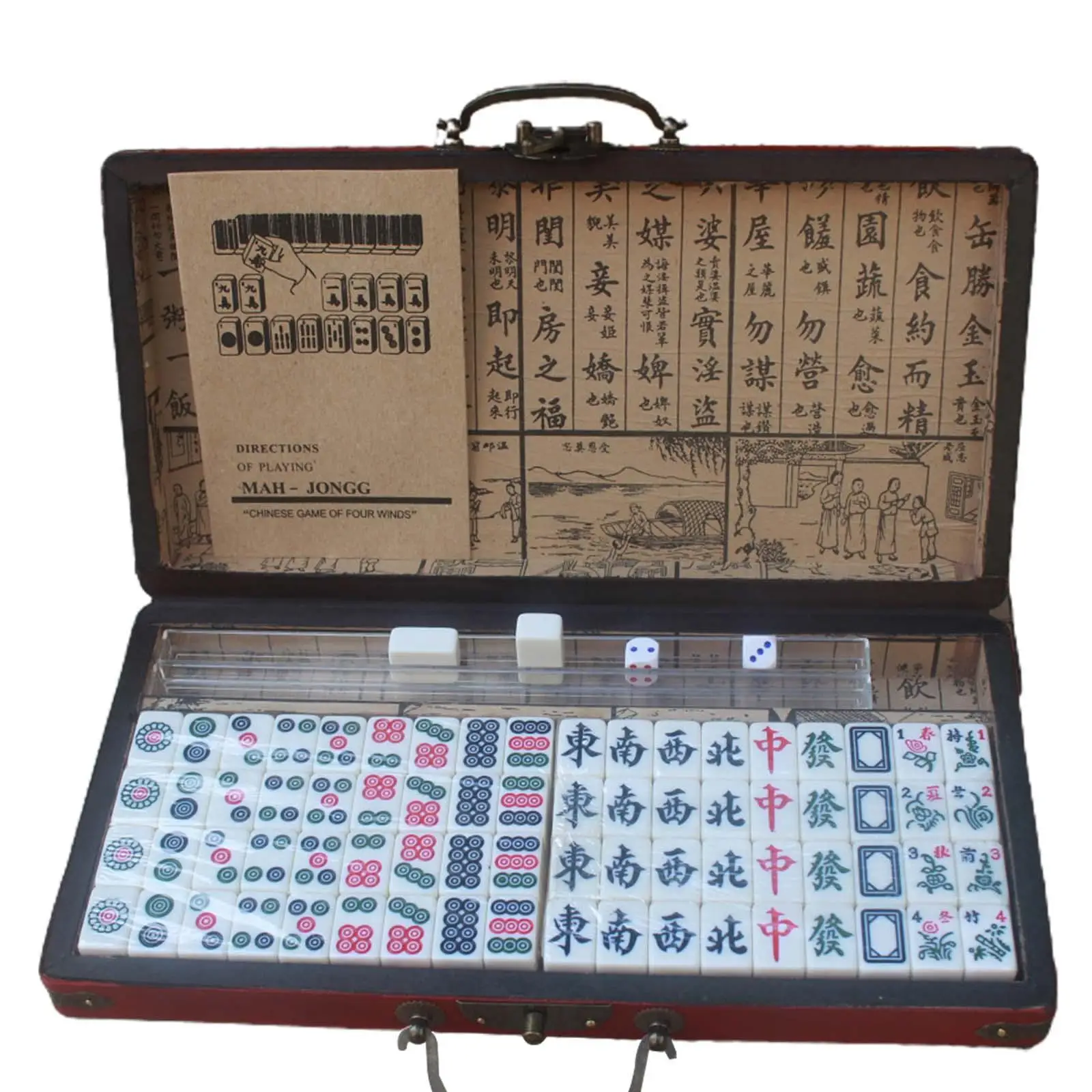 

Traditional Chinese Mahjong Portable Board Game with Carrying Case Family Mahjong Game for Family Gathering Holiday Gifts