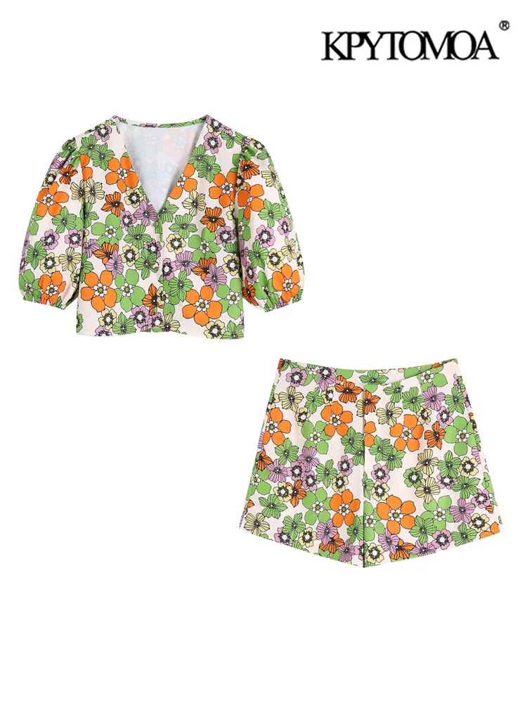 KPYTOMOA Women Fashion Floral Print Cropped Blouses And High Waist Zipper Fly Shorts Female Two Pieces Sets Mujer
KPYTOMOA Women Fashion Floral Print Cropped Blouses And High Waist Zipper Fly Shorts Female Two Pieces Sets Mujer