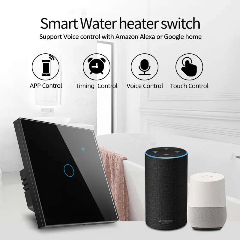 Support Alexa Google Home Touch Panel Voice Control Smart Switch Timing 40a 8000w Smart Water Heater Boiler Switch Smart Home
Support Alexa Google Home Touch Panel Voice Control Smart Switch Timing 40a 8000w Smart Water Heater Boiler Switch Smart Home