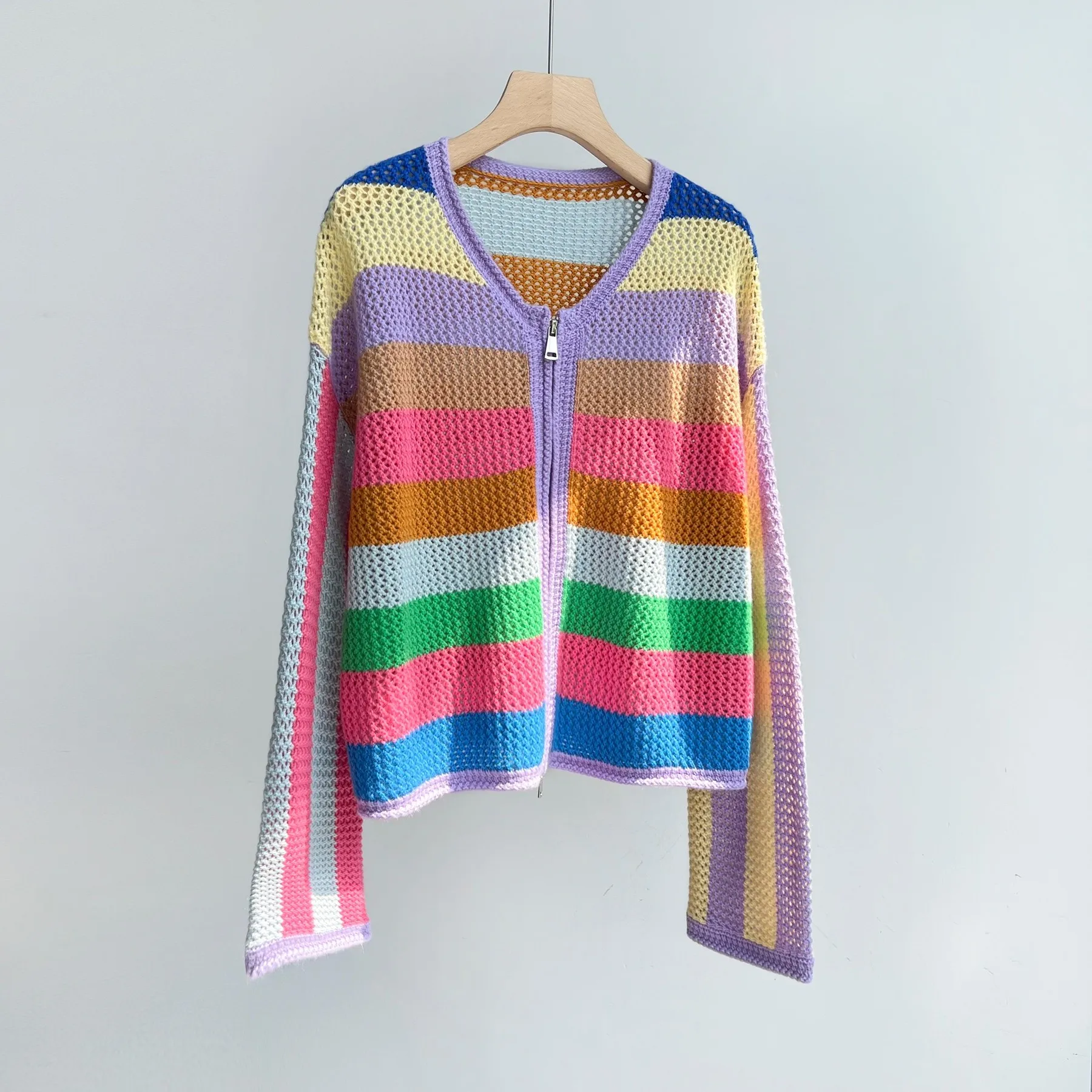 Winter And 2023 New Autumn Women's ClothingRainbow Striped Double Zipper Cashmere Cardigan 1012
Winter And 2023 New Autumn Women's ClothingRainbow Striped Double Zipper Cashmere Cardigan 1012