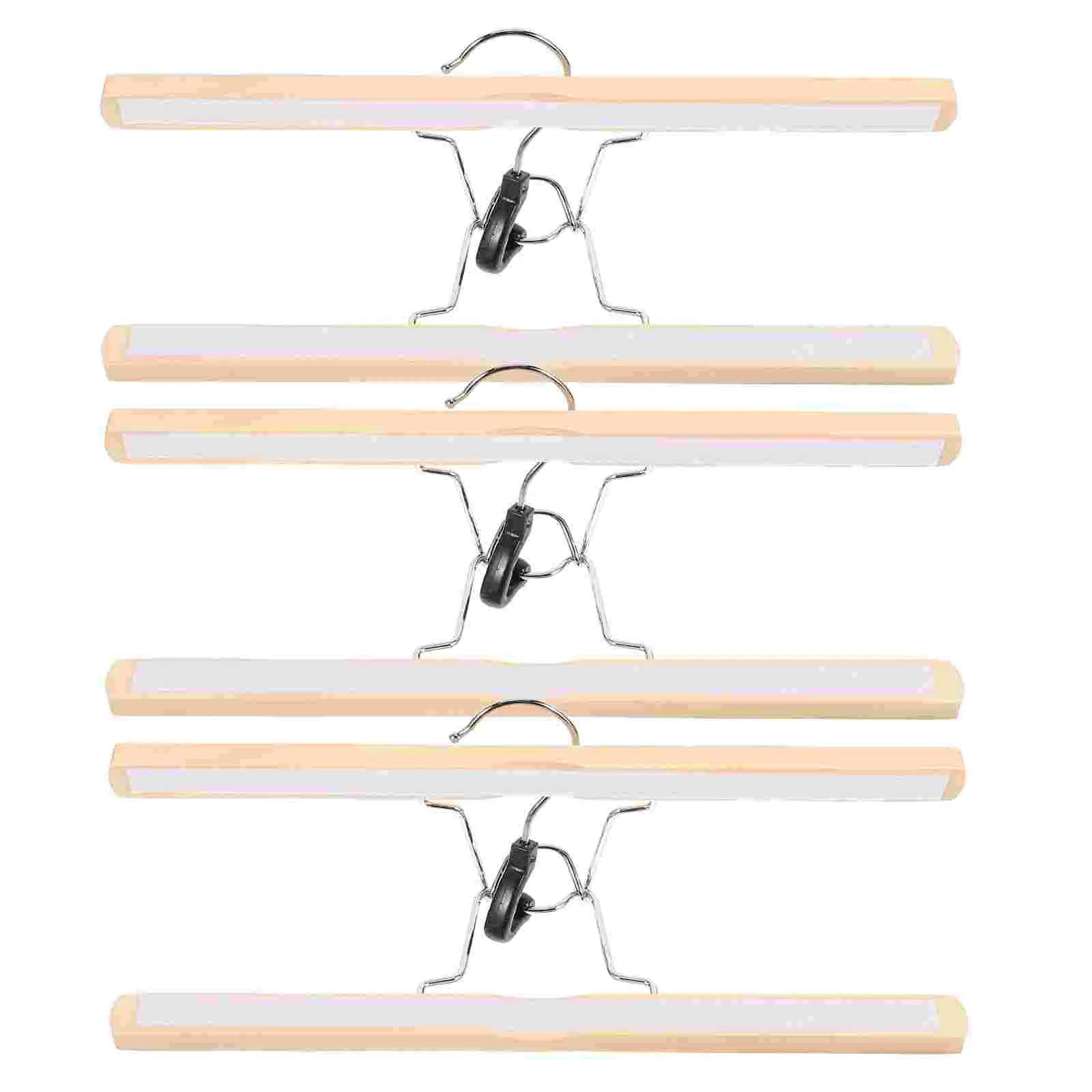 

3 Pcs Wood Pant Hanger Skirt Hanging Clips Clothes Rack Wooden Hangers Slack Pants Trouser