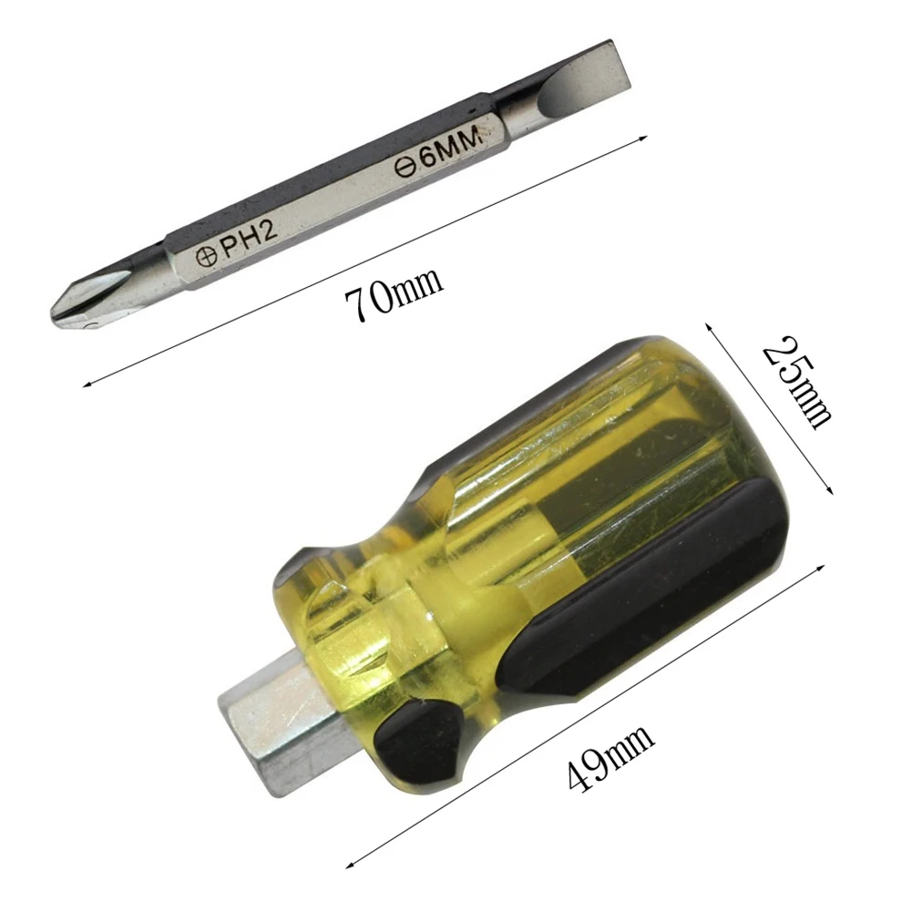 1pcs Screwdriver Dual Interchangeable Short Slotted Cross Screwdriver Impact Double Head PH2 SL6 70mm Bit Nutdrivers Hand Tools
1pcs Screwdriver Dual Interchangeable Short Slotted Cross Screwdriver Impact Double Head PH2 SL6 70mm Bit Nutdrivers Hand Tools
