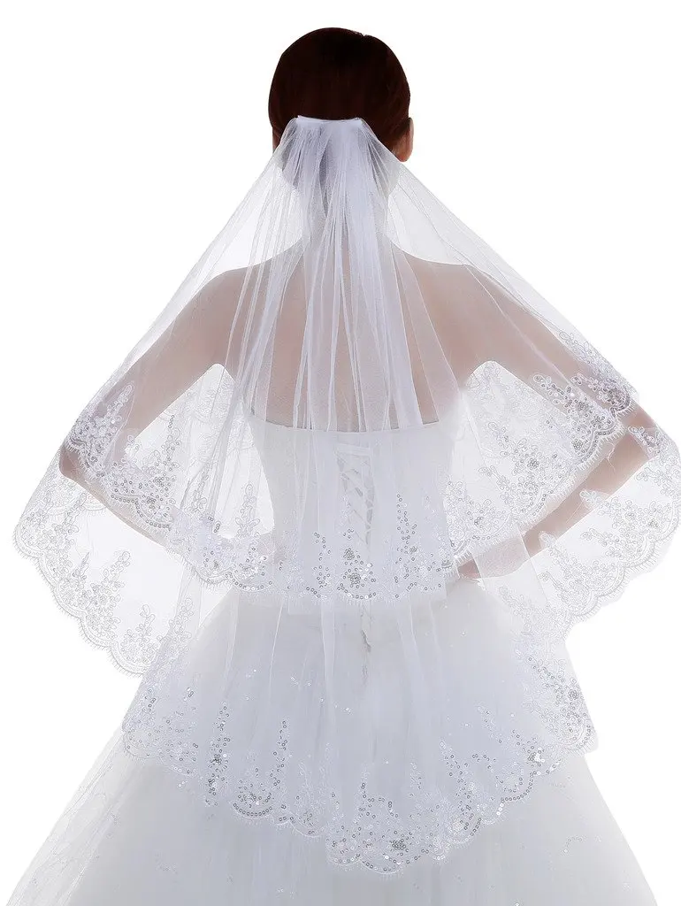 2 Tier Lace Silver Lined Beaded Edge Fingertip Length Bridal Wedding Veil White Ivory Free Size
2 Tier Lace Silver Lined Beaded Edge Fingertip Length Bridal Wedding Veil White Ivory Free Size