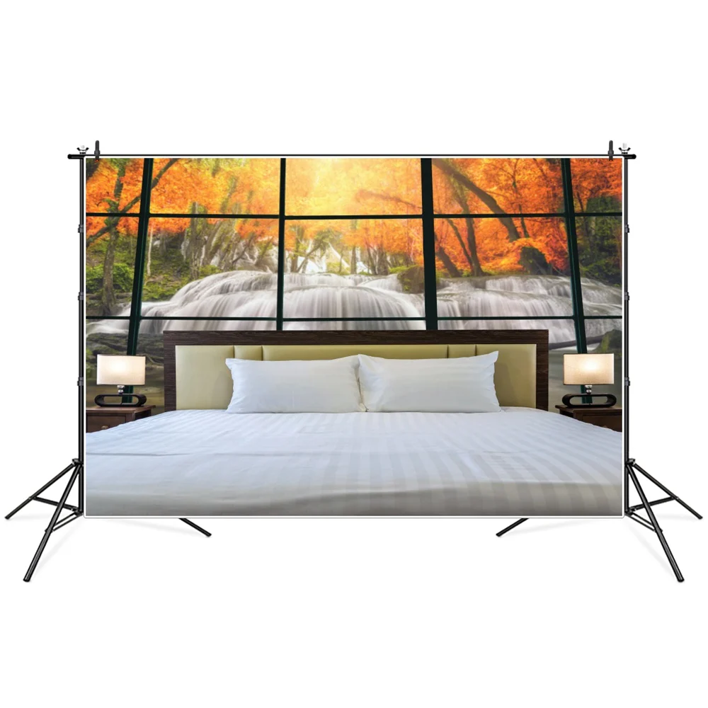 Autumn Forest Waterfall Scenery Bedroom Window Interior Photography Backdrops Custom Home Decoration Photo Booth Backgrounds
Autumn Forest Waterfall Scenery Bedroom Window Interior Photography Backdrops Custom Home Decoration Photo Booth Backgrounds