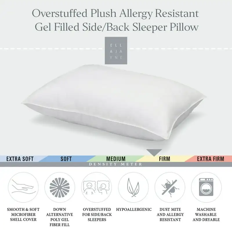 Plush Firm Allergy-Resistant Down Alternative Side/Back Sleeper Pillow - Standard
Plush Firm Allergy-Resistant Down Alternative Side/Back Sleeper Pillow - Standard