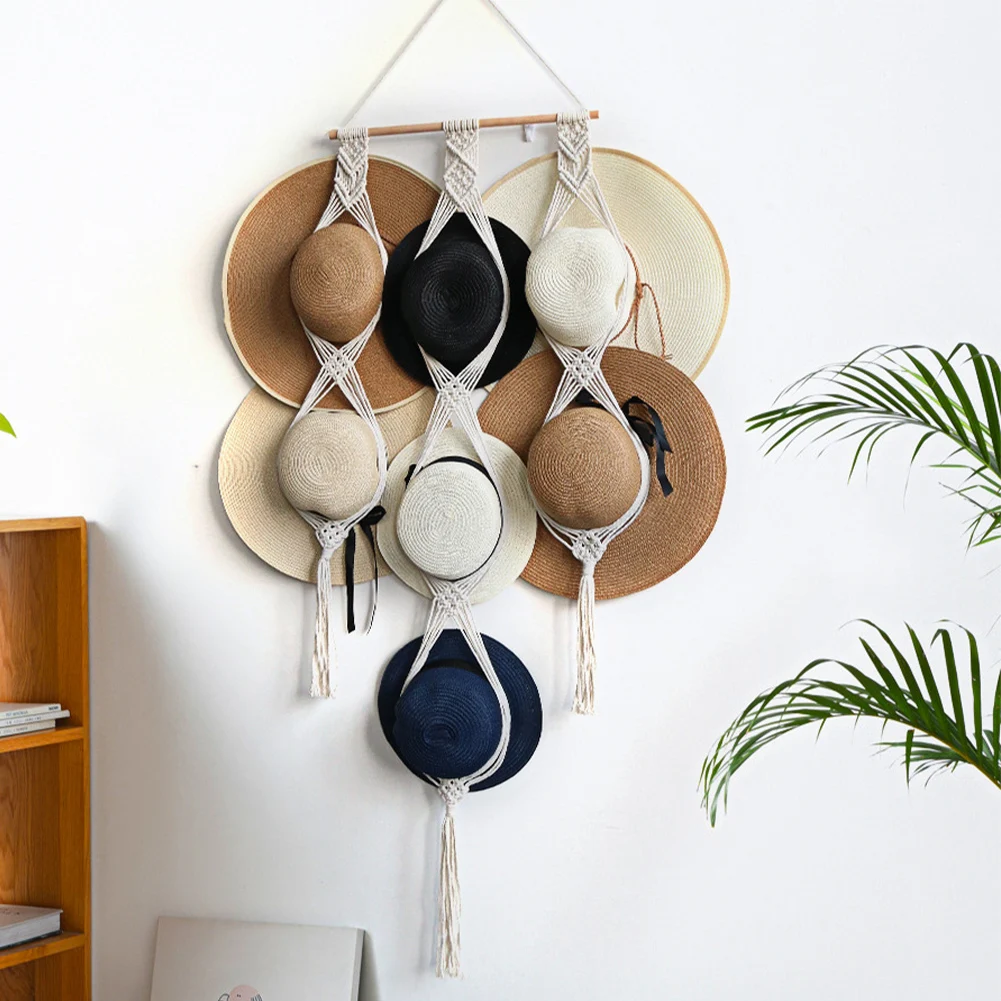 Macrame Hat Rack for Wall Mount Bohemian Women's Hat Holder Organizer Hanging Wide Brim for Bedroom Living Room Hotel
Macrame Hat Rack for Wall Mount Bohemian Women's Hat Holder Organizer Hanging Wide Brim for Bedroom Living Room Hotel