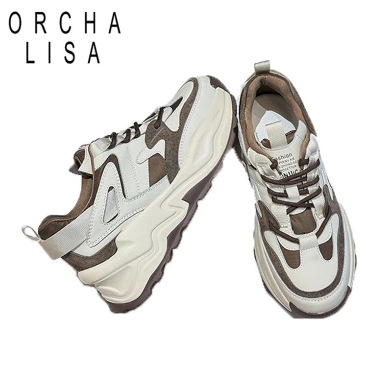 ORCHALISA 2022 Ins Woman Sneakers Round Toe Thick Heels Cow Split Lace-up Size 35-40 Leisure Mix Color Beige Black Spring S2929
ORCHALISA 2022 Ins Woman Sneakers Round Toe Thick Heels Cow Split Lace-up Size 35-40 Leisure Mix Color Beige Black Spring S2929