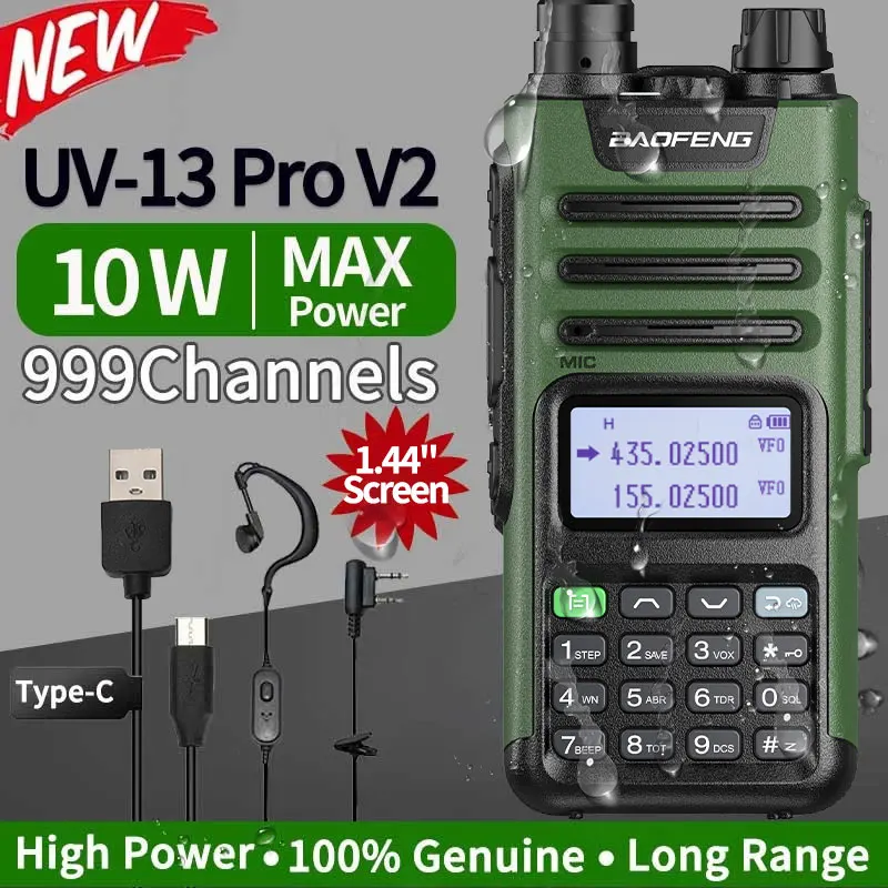 BAOFENG UV13 Pro V2 10W Dual Band High Power CB Radio TypeC Charger 16KM Long Range Ham Radio Walkie Talkie UV-5R Two Way Radio
BAOFENG UV13 Pro V2 10W Dual Band High Power CB Radio TypeC Charger 16KM Long Range Ham Radio Walkie Talkie UV-5R Two Way Radio