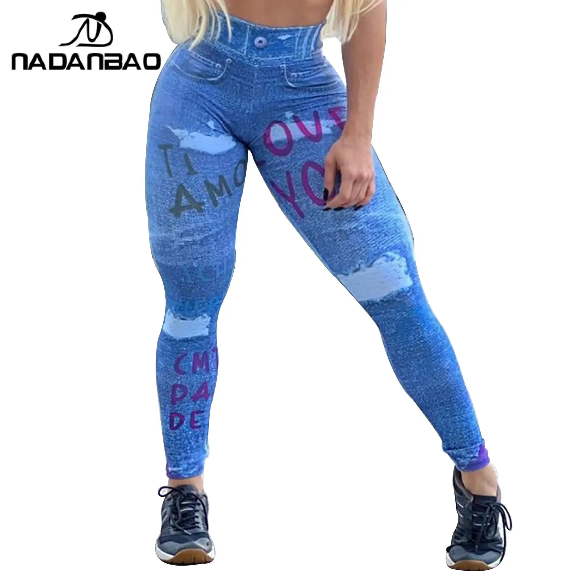 NADANBAO Woman Denim Print Leggings High Waist Elastic Pants Casual Fitness Workout Trousers Lady Sexy Letter Streetwear Bottom
NADANBAO Woman Denim Print Leggings High Waist Elastic Pants Casual Fitness Workout Trousers Lady Sexy Letter Streetwear Bottom