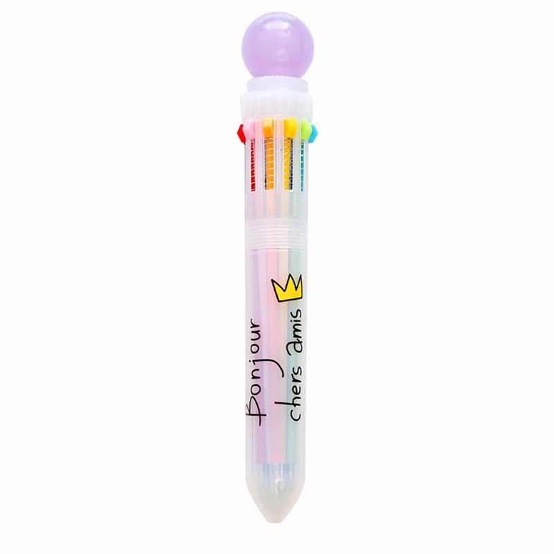 

Popular 10 In1 Retractable Ballpoint Pen Colorful Press Ball Pen Smooth Writing