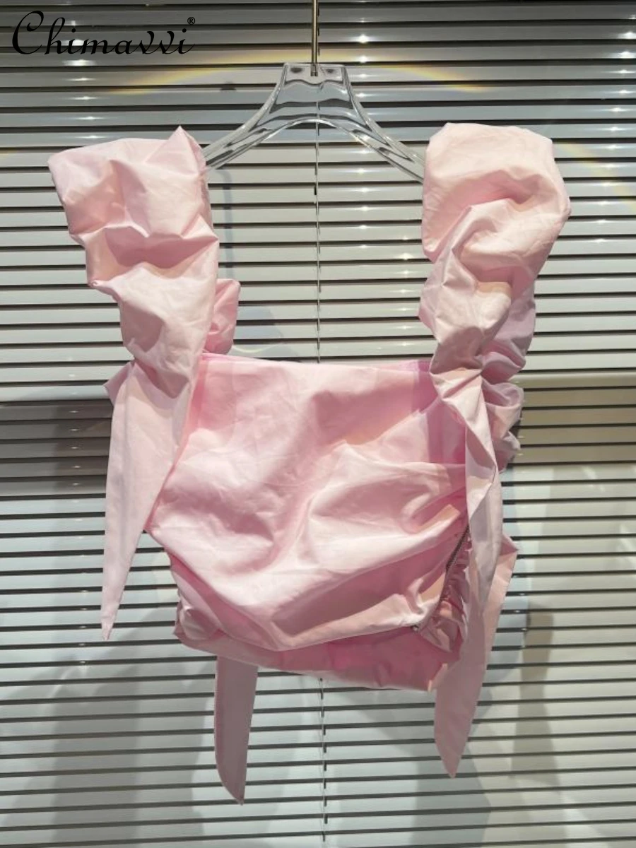 Sweet Pink Pleated Elastic Shoulder Strap Short Sling for Women 2022 Summer New Fashion Backless Slim Fit Crop Top Ladies
Sweet Pink Pleated Elastic Shoulder Strap Short Sling for Women 2022 Summer New Fashion Backless Slim Fit Crop Top Ladies