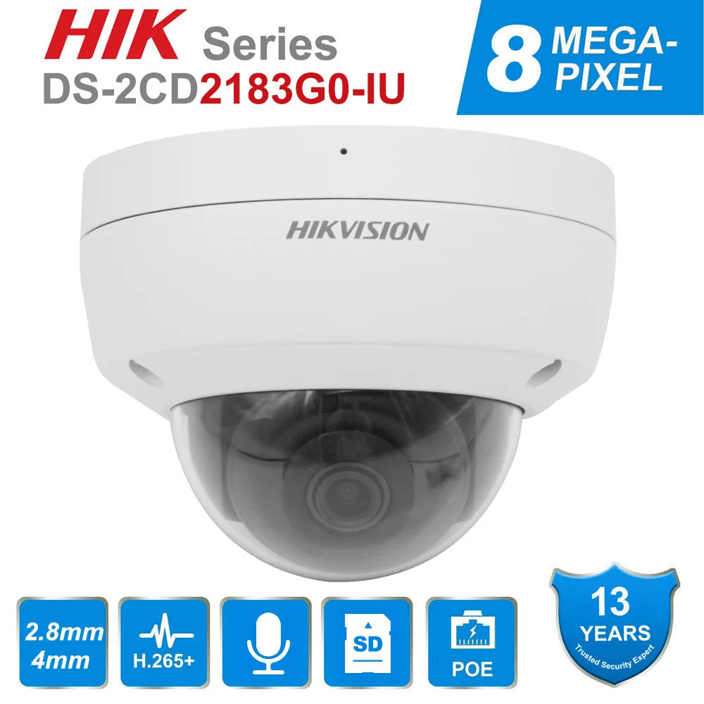 Hikvision 8MP POE IP Camera DS-2CD2183G0-IU Built-in Microphone for Real-time Indoor/Outdoor 4K WDR Fixed Dome Network Camera
Hikvision 8MP POE IP Camera DS-2CD2183G0-IU Built-in Microphone for Real-time Indoor/Outdoor 4K WDR Fixed Dome Network Camera
