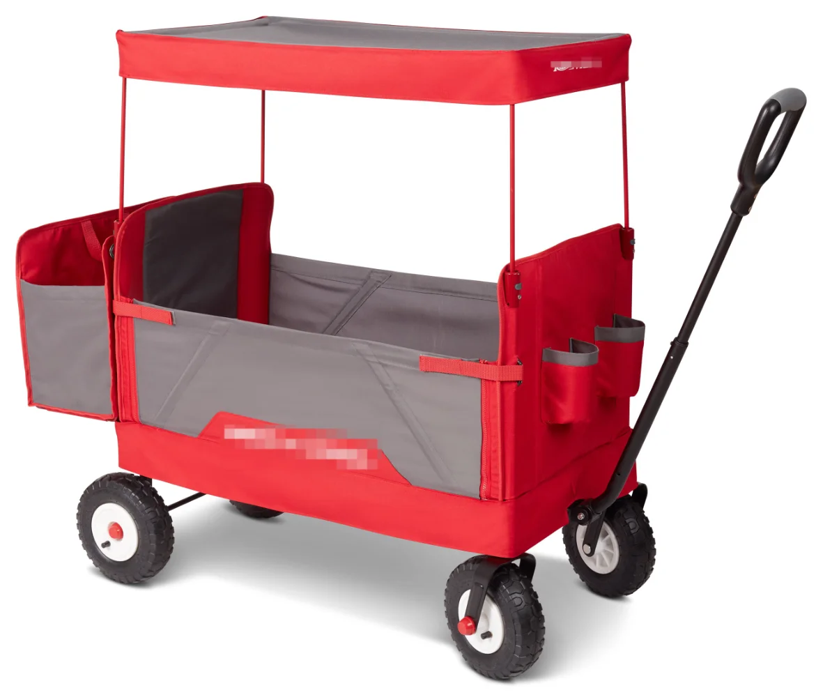 

3-in-1 All-Terrain EZ Fold Wagon with Canopy, Red and Gray, Air Tires