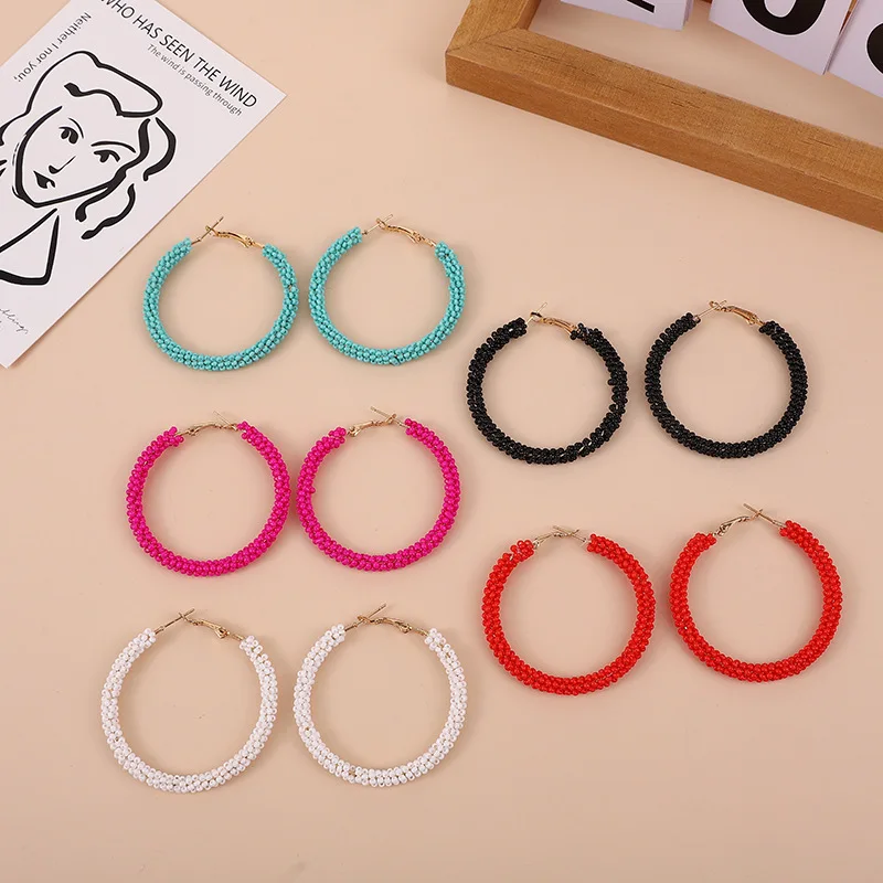 Bohemian Colored Rice Beads Hoop Earrings Enfashion Simple Handwork Earrings For Women Personalized Vintage Jewelry Accessories
Bohemian Colored Rice Beads Hoop Earrings Enfashion Simple Handwork Earrings For Women Personalized Vintage Jewelry Accessories