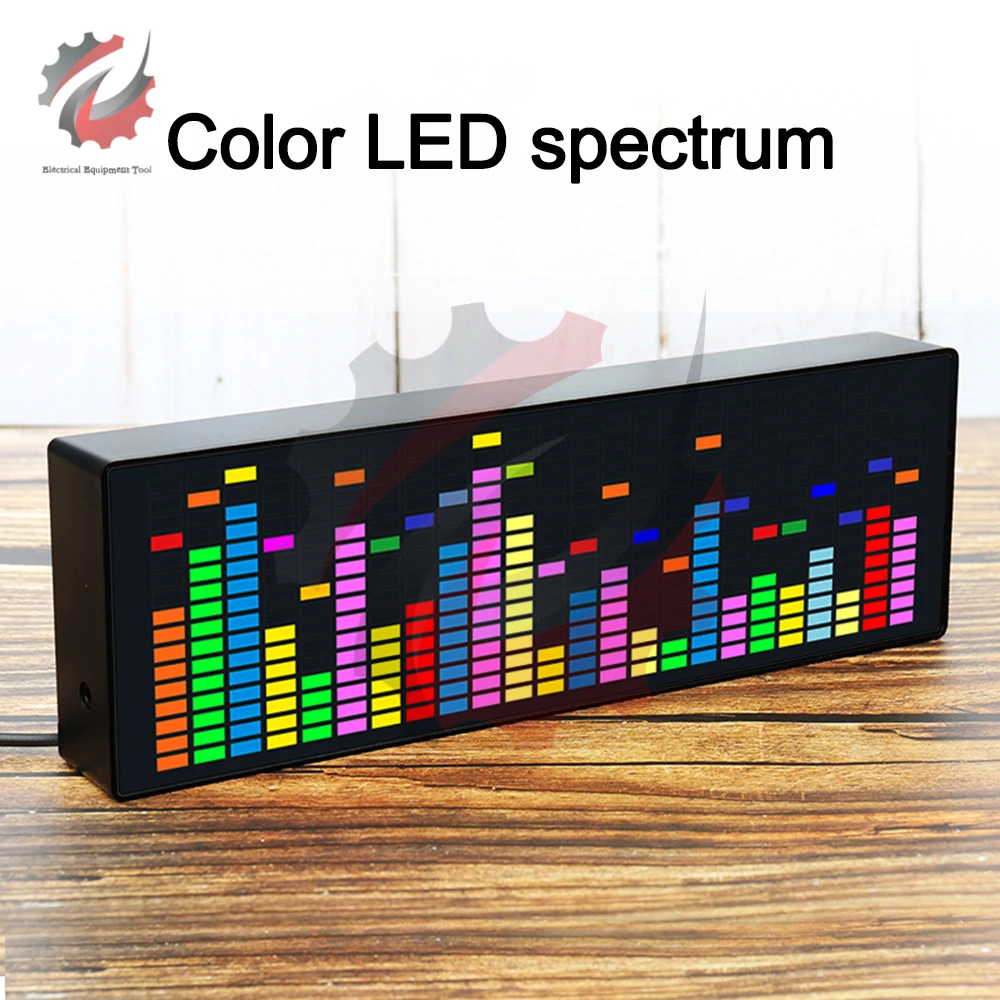 

LED Music Spectrum Rhythm Display RGB Light Electronic Clock Voice Activated Car Audio Level Indicator VU Meter Atmosphere Lamp