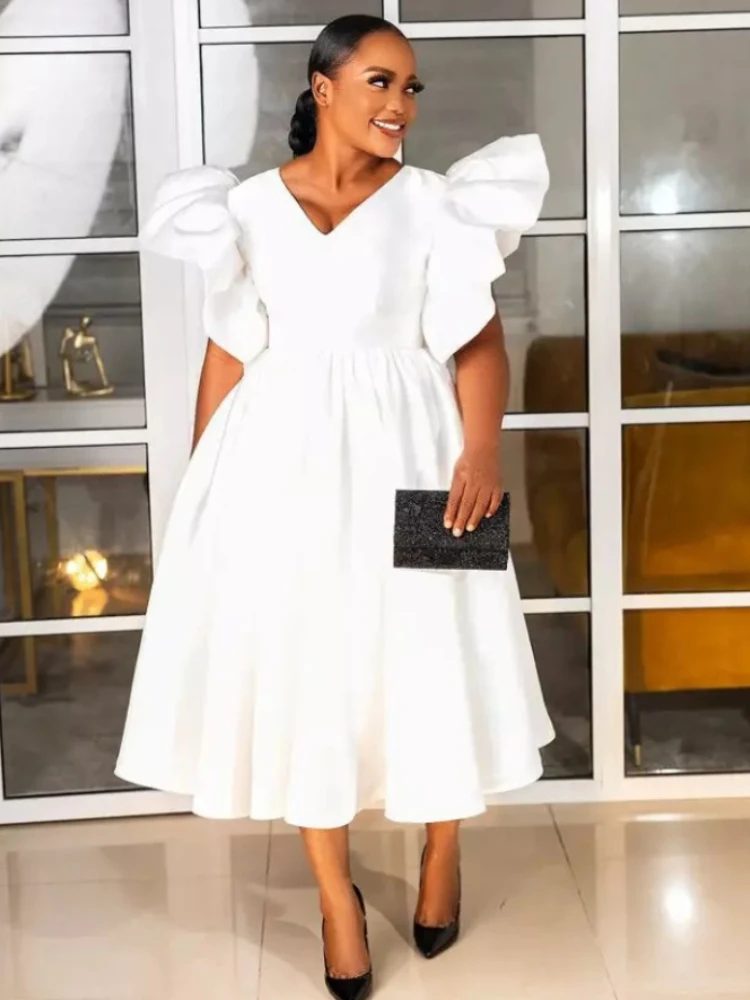 White Midi Dress Elegant Women Sexy V Neck Ruffles Sleeve High Waist A Line Ball Gown Dress for Women Birthday Party Event 3XL
White Midi Dress Elegant Women Sexy V Neck Ruffles Sleeve High Waist A Line Ball Gown Dress for Women Birthday Party Event 3XL