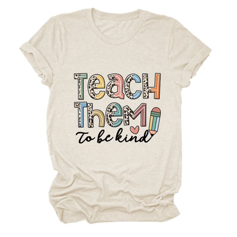 New summer cotton Teach them to be kind of love letter leopard print fashion short sleeve T-shirt women
New summer cotton Teach them to be kind of love letter leopard print fashion short sleeve T-shirt women
