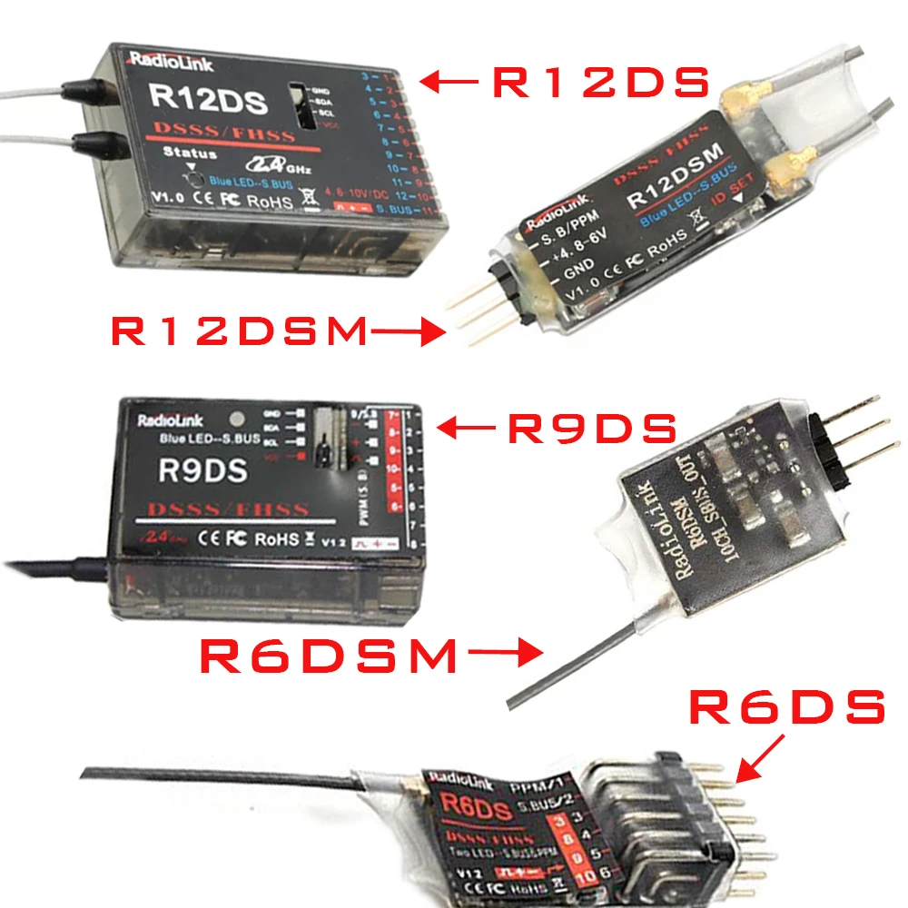 Radiolink Receiver 2.4G 4.8-6V 10-channel R12DSM R12DS R9DS R6DSM R6DS For Transmitters
Radiolink Receiver 2.4G 4.8-6V 10-channel R12DSM R12DS R9DS R6DSM R6DS For Transmitters