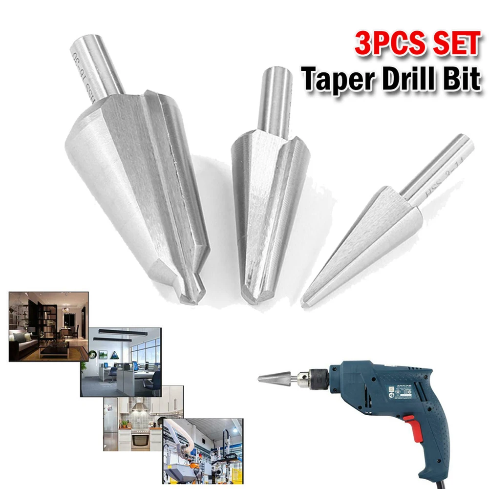 3pcs/Set Taper Drill Bit Umbrella Chamfer Drill Umbrella Hole Bit Cone Cutter For Metal Wood Drilling 16-30mm 5-20mm 3-14mm
3pcs/Set Taper Drill Bit Umbrella Chamfer Drill Umbrella Hole Bit Cone Cutter For Metal Wood Drilling 16-30mm 5-20mm 3-14mm