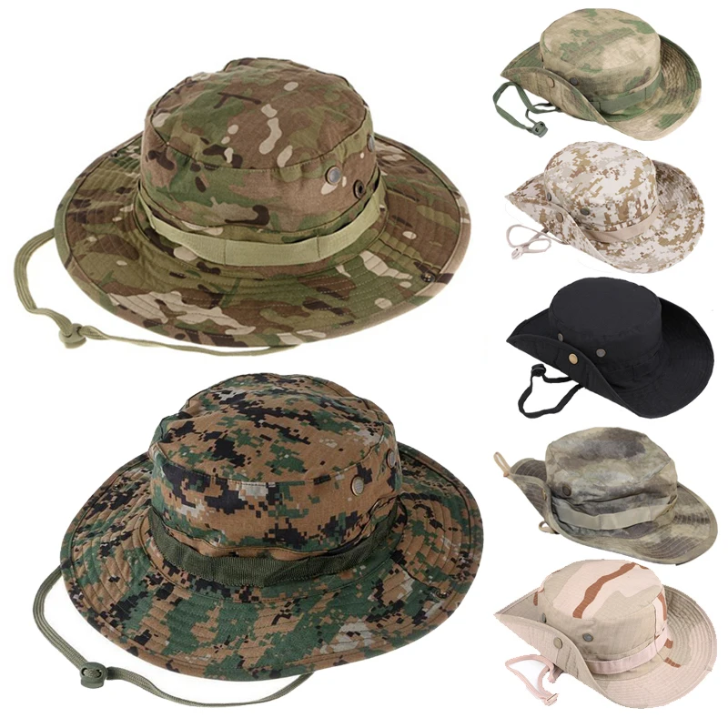 Camouflage Tactical Boonie Hats Camping Climbing Bucket Sniper Hat Men Outdoor Fishing Hiking Cap Sun Protective Boonie Caps
Camouflage Tactical Boonie Hats Camping Climbing Bucket Sniper Hat Men Outdoor Fishing Hiking Cap Sun Protective Boonie Caps