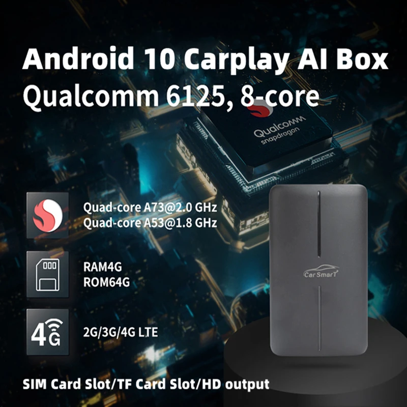 2022 Wireless Apple CarPlay Ai Box Qualcomm 6125 8 Core Android Auto Car Play Activator Android 10 USB Dongle SIM&TF Card HDMI
2022 Wireless Apple CarPlay Ai Box Qualcomm 6125 8 Core Android Auto Car Play Activator Android 10 USB Dongle SIM&TF Card HDMI