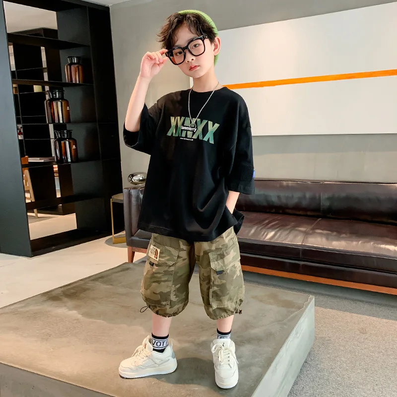 Kids Boys Clothes Teen Boy Summer Clothing Sets Short Sleeves T-shirt + Camouflage Pants Suits Children Clothing Outfit 4-14 Yrs
Kids Boys Clothes Teen Boy Summer Clothing Sets Short Sleeves T-shirt + Camouflage Pants Suits Children Clothing Outfit 4-14 Yrs