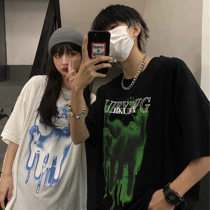 Woman Clothes Hip Hop High Street Dark Ghost Print Loose Short Sleeve T-shirt y2k Oversize Kawaii Goth Harajuku Vintage Punk Tee
Woman Clothes Hip Hop High Street Dark Ghost Print Loose Short Sleeve T-shirt y2k Oversize Kawaii Goth Harajuku Vintage Punk Tee