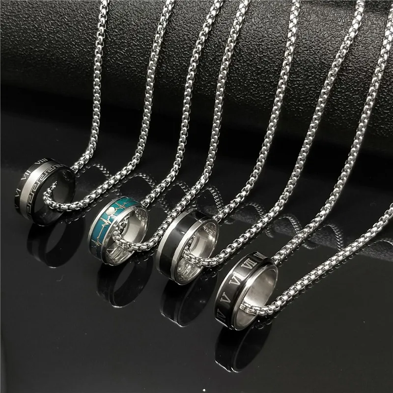 New Hip Hop Fashion Titanium Steel Ring Necklace Pendant Pendant Couple Accessories for Women Men
New Hip Hop Fashion Titanium Steel Ring Necklace Pendant Pendant Couple Accessories for Women Men