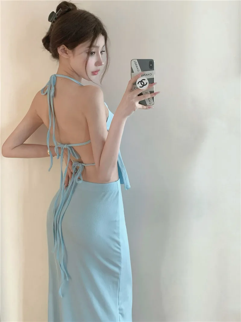 Plola new hot girls sexy top in summer 2022 women wear neck suspender vest high waist skirt
Plola new hot girls sexy top in summer 2022 women wear neck suspender vest high waist skirt
