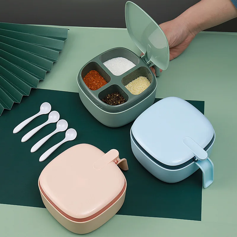 4 in 1 Plastic Seasoning Box Kitchen Condiment Box Spices Storage Box Multi Compartments With Lid Storage Boxes Kitchen Supplies
4 in 1 Plastic Seasoning Box Kitchen Condiment Box Spices Storage Box Multi Compartments With Lid Storage Boxes Kitchen Supplies