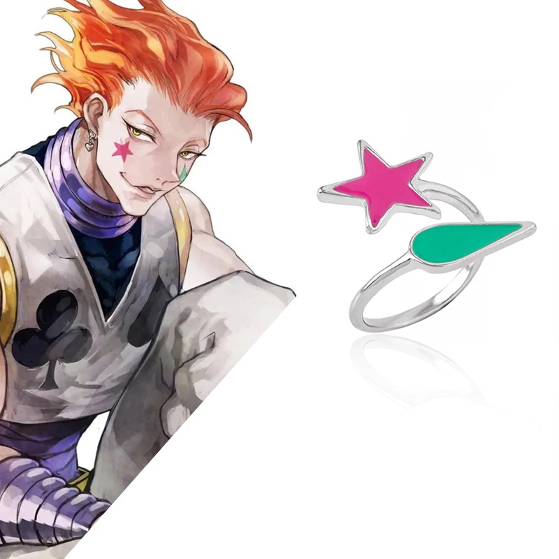 

Anime Hunter X Hunter Rings Cartoon Hisoka Teardrop Star Layered Finger Ring Women Men Fans Open Ring Cosplay Jewelry Gift