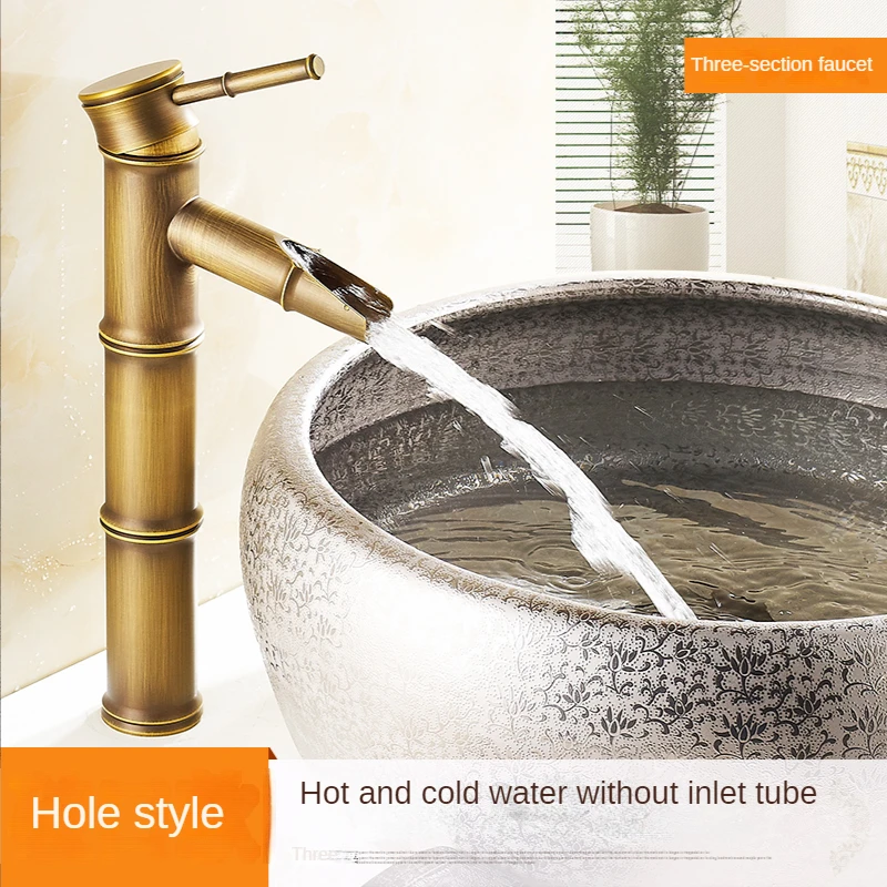 All copper European antique faucet Vintage bamboo single cold basin faucet Art pot countertop basin hot and cold faucet
All copper European antique faucet Vintage bamboo single cold basin faucet Art pot countertop basin hot and cold faucet