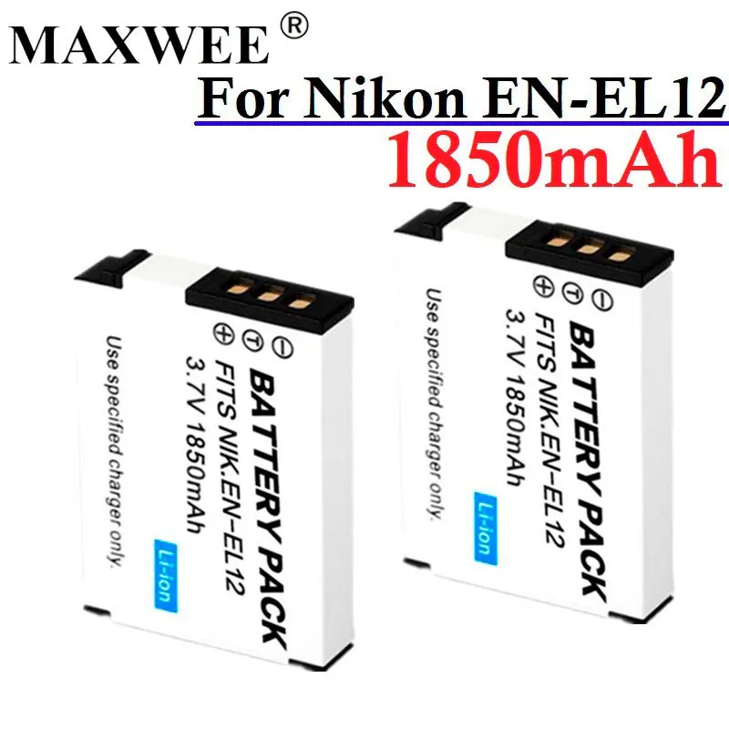 

1850mAh EN-EL12 EN EL12 ENEL12 Battery Bateria + Charger with Type C Port For Nikon Coolpix S9700 S9500 S9400 S9300 S9100 S8200