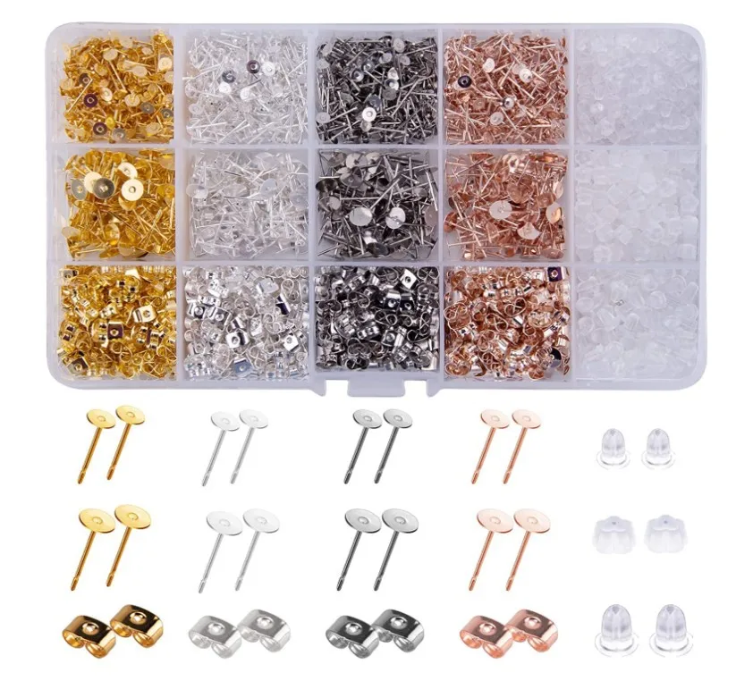 4mm/6mm 2600pcs Earing Jewelry Making Kit with Earring Posts Flat Pad Earring Studs Rubber Earring Backs Jewelry Making Supplies
4mm/6mm 2600pcs Earing Jewelry Making Kit with Earring Posts Flat Pad Earring Studs Rubber Earring Backs Jewelry Making Supplies