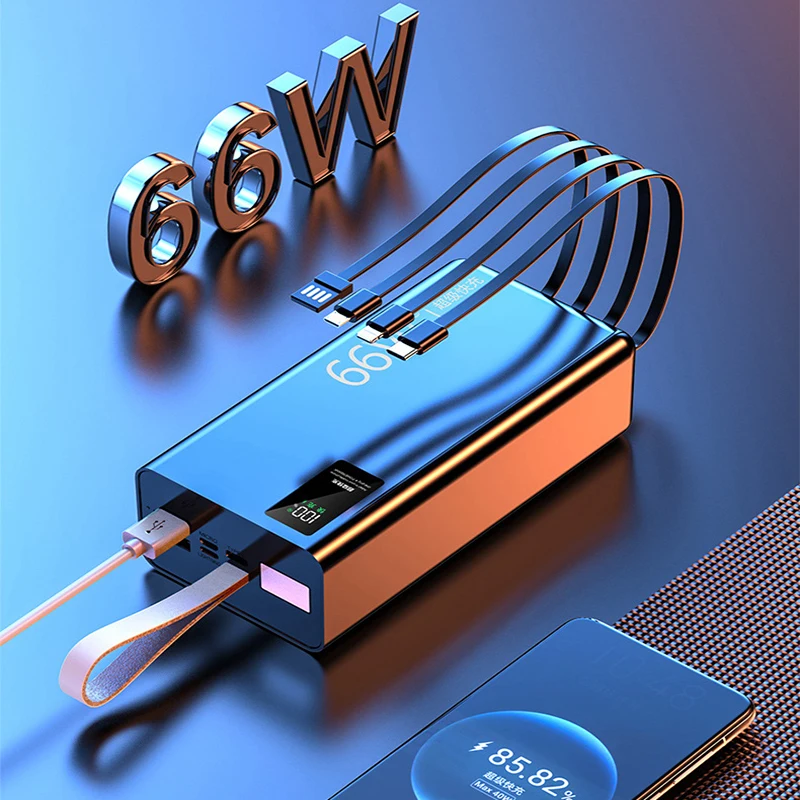 66W Super Fast Charging for Huawei P40 P50 Power Bank 60000mAh Built in Cable Powerbank for iPhone 13 Xiaomi Samsung with Light
66W Super Fast Charging for Huawei P40 P50 Power Bank 60000mAh Built in Cable Powerbank for iPhone 13 Xiaomi Samsung with Light