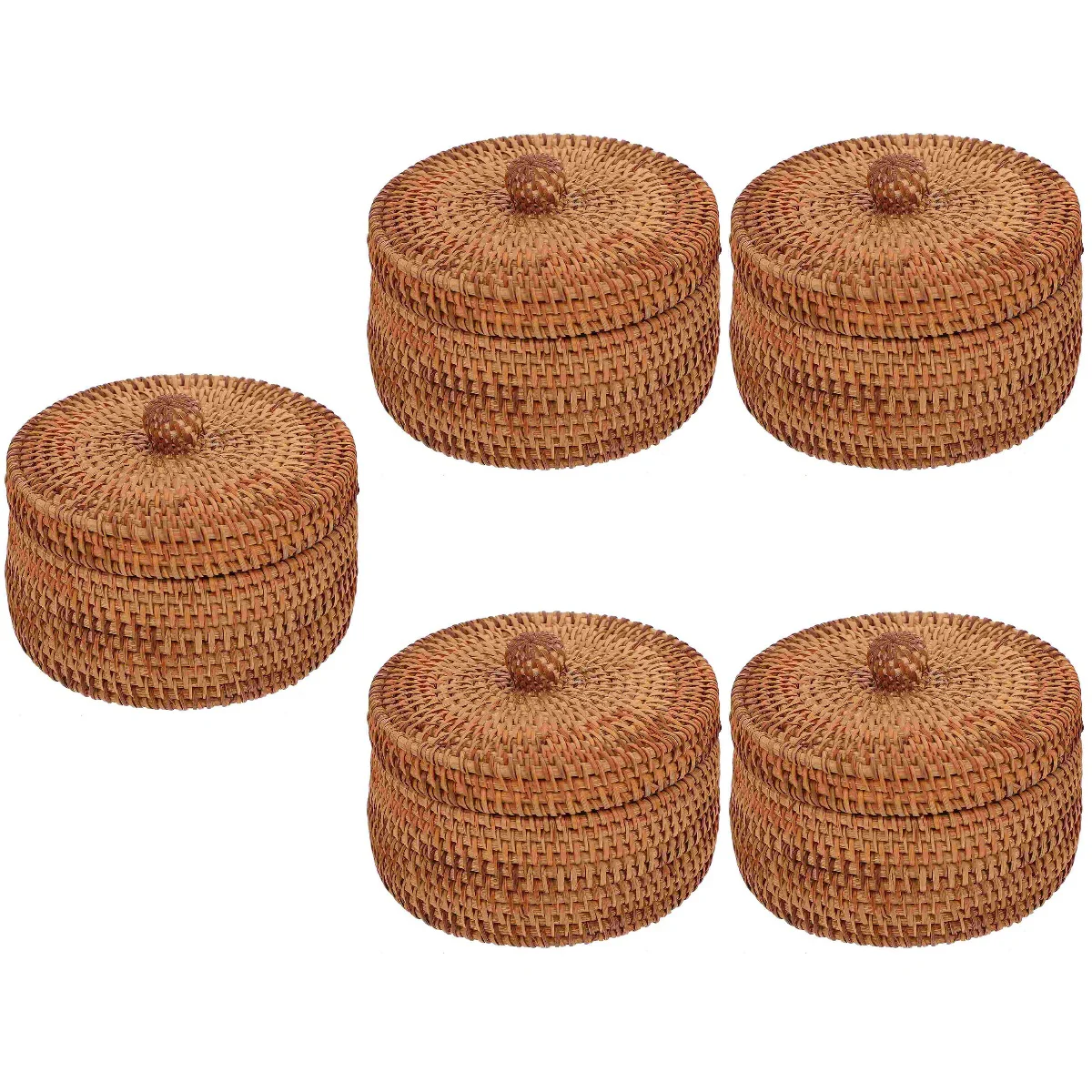 5 Pieces Rattan Storage Box Woven Basket Lid Bathroom Holder Desktop Toy Case Round Sundry Organizer Simple
5 Pieces Rattan Storage Box Woven Basket Lid Bathroom Holder Desktop Toy Case Round Sundry Organizer Simple