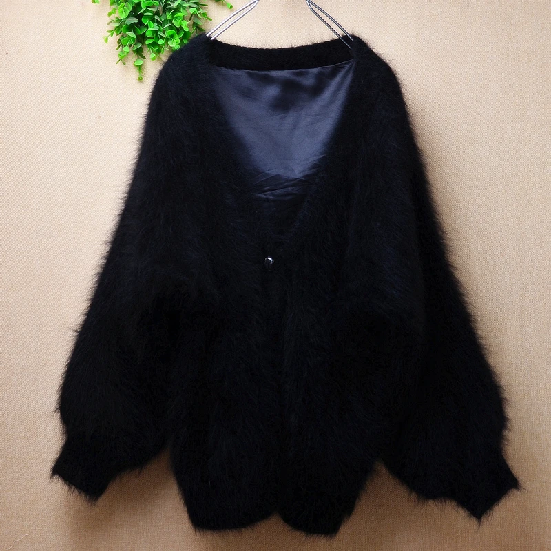 Ladies Women Fall Winter Thick Warm Black Hairy Mink Cashmere Knitted V-Neck Long Batwing Sleeves Loose Cardigan Sweater Coat
Ladies Women Fall Winter Thick Warm Black Hairy Mink Cashmere Knitted V-Neck Long Batwing Sleeves Loose Cardigan Sweater Coat