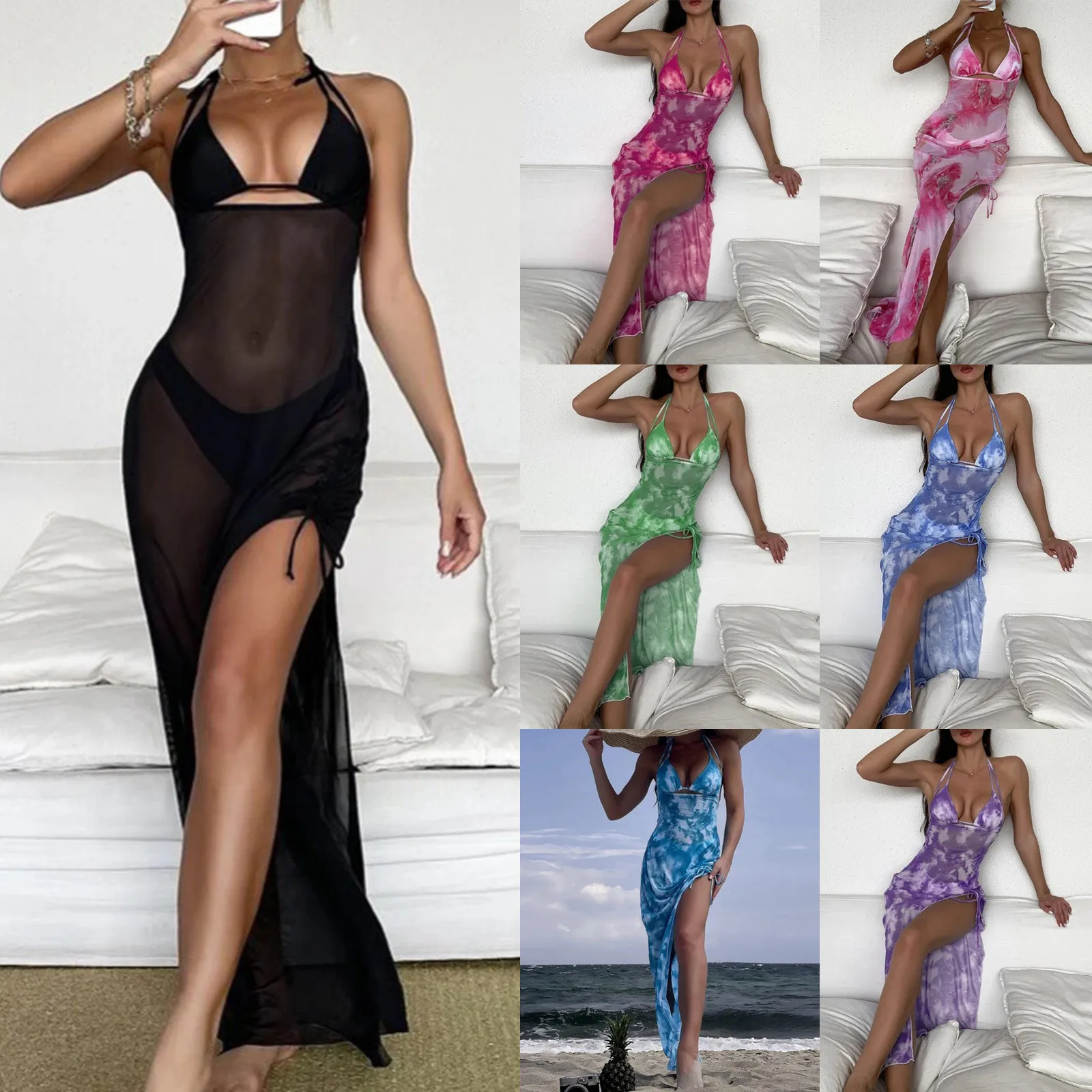 Summer Swimwear Women Fashion Sexy Bikini Set Print Backless Lace-up Waist Ruffle Bikini Long Mesh Three-pieces Swimsuit Beach
Summer Swimwear Women Fashion Sexy Bikini Set Print Backless Lace-up Waist Ruffle Bikini Long Mesh Three-pieces Swimsuit Beach