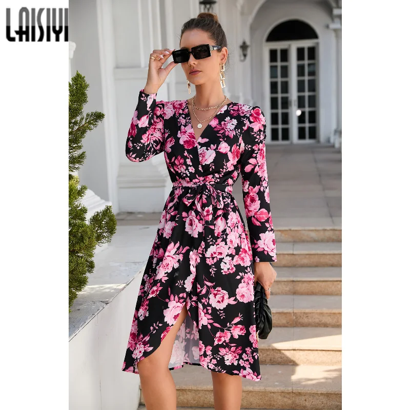 Bohemia Long Sleeve Dress Women V Neck High Waist Split Floral Dresses Autumn Winter Sundress Female Clothes Holiday Style
Bohemia Long Sleeve Dress Women V Neck High Waist Split Floral Dresses Autumn Winter Sundress Female Clothes Holiday Style