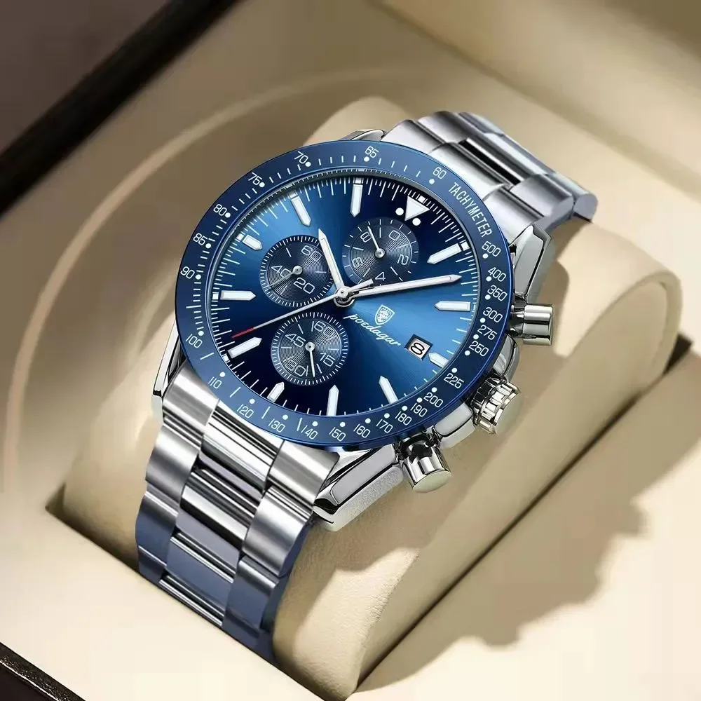 

FNGEEN Luxury Men Watch High Quality Fashion Chronograph Waterproof Luminous Date Stainless Steel Quartz Watch Man Clock Reloj
